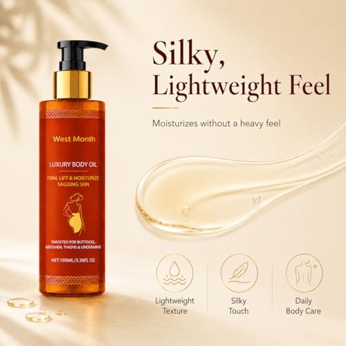 pewatul Body Firming Oil for Women, 2 Pack After Shower Oil for Dry Skin, Lightweight Non-Greasy Moisturizer for Arms Legs Belly (2)