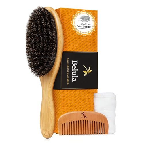 Belula 100% Boar Bristle Hair Brush Set, Medium, for Thin and Fine Hair