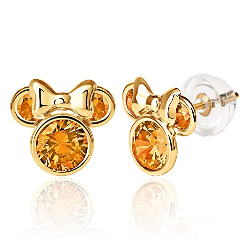 Disney Womens Minnie Mouse November Birthstone Earrings - 10K Gold Stud