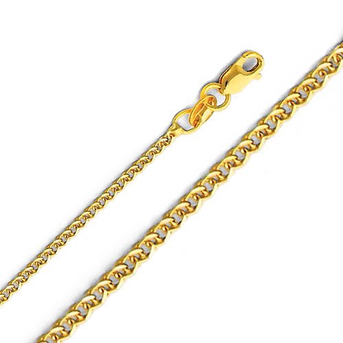 The World Jewelry Center 14k Real Yellow Gold Religious Saint Christopher Medal Pendant with 1.5mm Flat Open Wheat Chain Necklace - 18"