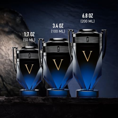 Rabanne Invictus Victory Elixir Parfum for Men - Long Lasting Intense Amber Woody Spicy Men's Perfume with Cardamom, Lavender & Vanilla - Trophy Bottle French Fragrance Spray, 3.4 oz