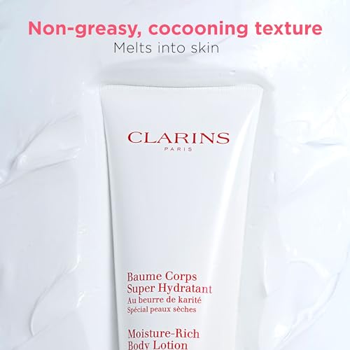 Clarins Moisture-Rich Body Lotion | Intensely Hydrates | Nourishes, Softens and Smoothes | Non-Greasy and Fast Absorbing | 88% Natural Ingredients | Body Cream With Shea Butter | For Dry Skin Types