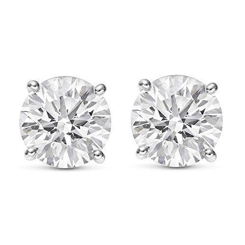 14K White Gold 1.0 Carat Round Shape LAB GROWN Diamond IGI Certified Stud Earrings for women 4 Prong Push Back (E/F Color VS2/SI1 CLARITY)