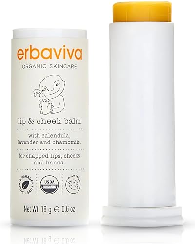 Erbaviva Organic Lip Balm & Cheek Balm – Moisturizing Stick for Baby & Adults | USDA Organic, Shea Butter & Calendula for Dry, Chapped Skin | Lip, Cheek & Hand Protection