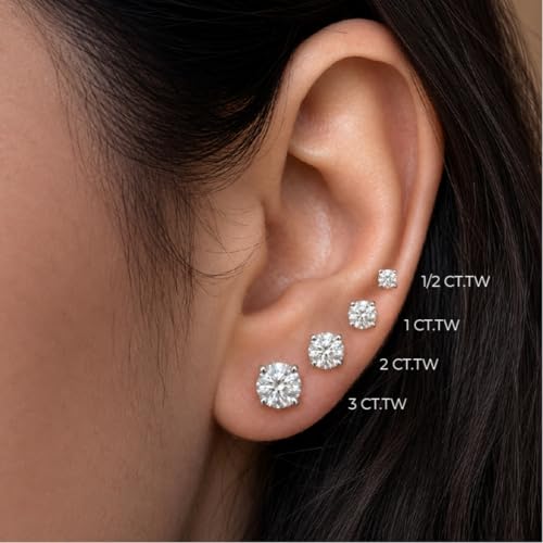 Diamond Earrings for Women | 1/6 CTTW Lab Created Small Diamond Studs