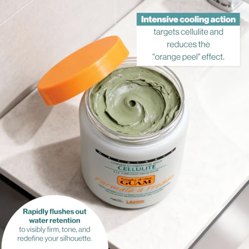 GUAM Anti-cellulite Mud COLD FORMULA, Seaweed Body Wrap for Cellulite, Skin Tightening Clay for Body Cellulite and Leg Swelling, Lymphatic Drainage | Cellulite Removal Treatment (1.1 LB)