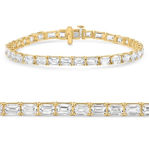P3 POMPEII3 Pompeii 12Ct Emerald Cut Diamond East West Tennis Bracelet 14k Yellow Gold Lab Grown - Size Medium (EF,VS)