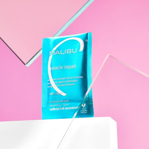 Malibu C Miracle Repair Hair Reconstructor (1 Packet) - Nourishing Hair Repair Treatment for Weak, Damaged Strands - Flax Protein & Vitamin B5 for Hair Strength