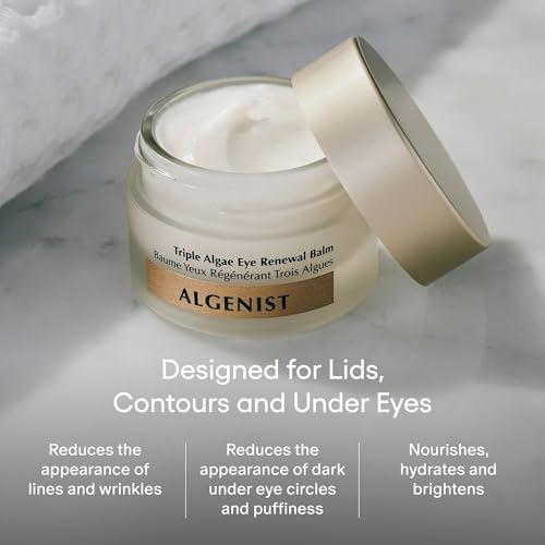 Algenist Triple Algae Eye Renewal Balm - Hydrating Vegan Eye Cream with Caffeine, Alguronic Acid & Peptides to Help Reduce Dark Circles, Puffiness, Fine Lines & Wrinkles - Travel Size (0.5 oz)