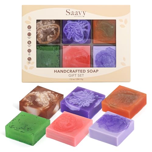 Saavy Naturals Hydrating & Purifying Mini Soap – Plant-Based, Nourishing & Moisturizing Bar Soap Gift Set for Men & Women – Mini Square Shaped Artisan Bar Soaps, 6 pack