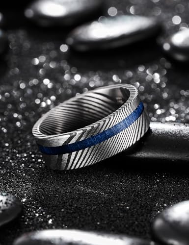 King Will Damascus Steel Wedding Band For Men 8mm Size 10