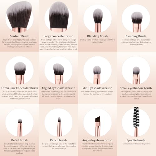 docolor 6 Piece Dual-Sided Eyeshadow Brushes - 12 Functions in 1 Set