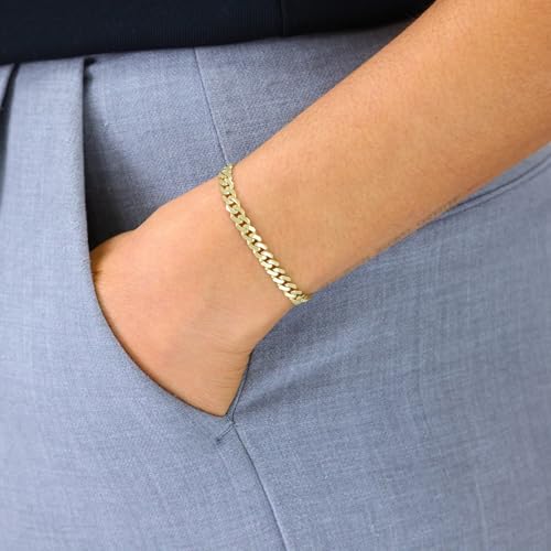 Nuragold 10k Real Yellow Gold Royal Monaco 5mm Miami Cuban Chain Bracelet - 6.5"