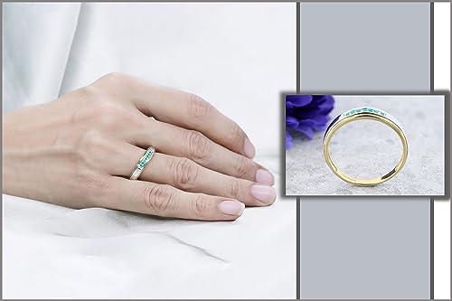 Dazzlingrock Collection Round Emerald Seven Stone Men's Wedding Band in 18K Yellow Gold Plated Sterling Silver Size 10