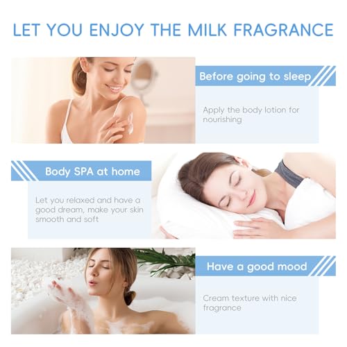Milk Hydrating Skincare Cream, Moisturizing Skin Lotion 7.05oz- Milk Extract - Body Lotion, Hand and Body Moisturizer, Gentle Bath Wash Hydrating & Cleansing, Exfoliating Face Lotion, Nourishes Skin