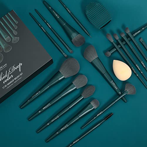 DUcare Makeup Brushes Set 17 Pcs with Brush Cleaning Mat and Makeup Sponge Professional Face Powder Eye Shadow Powder Liquid Cream Kit Gift Box