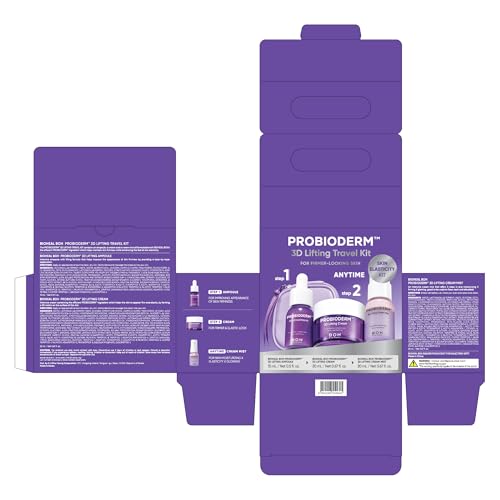 BIOHEAL BOH Probioderm 3D Lifting Travel Size Skin Care Kit | Korean Skincare Set for Firming & Hydration, with Ampoule, Face Moisturizer & Serum Spray | Mini Travel Essentials & Gift Set for Women