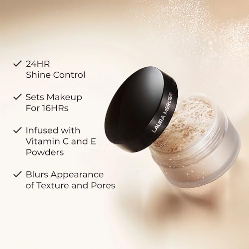Laura Mercier Translucent Loose Setting Powder - Blurring + Finishing Powder with 24HR Matte Finish - Long-Wear Shine Control Face Makeup for Mature, Sensitive & Oily Skin Types (0.21 oz)