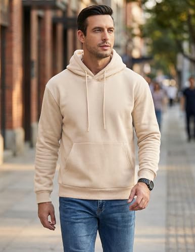 JMIERR Mens Cotton Fashion Hoodies & Sweatshirts Drawstring Long Sleeve Front Collar Hooded Pullovers with Pockets for Men Loose Fit Casual Winter Fall Shirt Tops Sweater, X-Large, Khaki