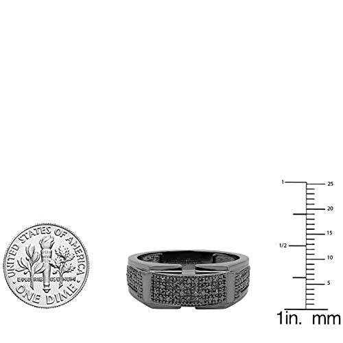 Dazzlingrock Collection 0.60 Cttw Black Rhodium Plated 10K Round Diamond Men's Wedding Band, Solid White Gold, Size 9
