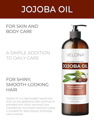 velona Jojoba Oil - 16 fl oz, Cold Pressed, Unrefined, with Pump
