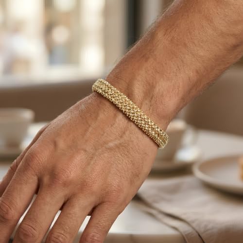 Floreo 14k Yellow Gold 8.8mm Rice Mesh Bracelet, 7 Inch