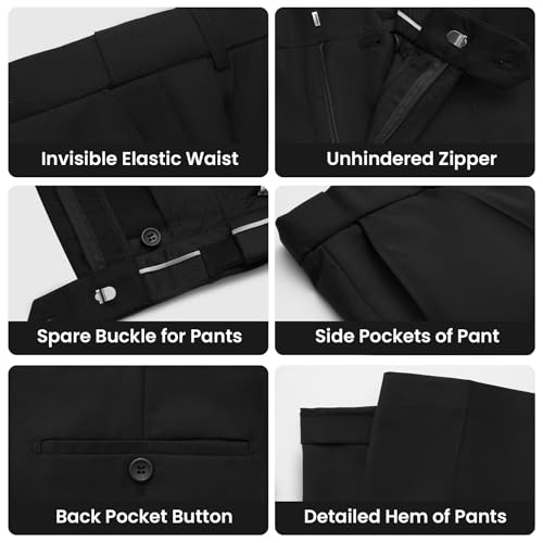 MAGE MALE Men's 2 Piece One Button Suits Set Slim Fit Tuxedo Blazer Jacket and Pants for Party & Wedding Black