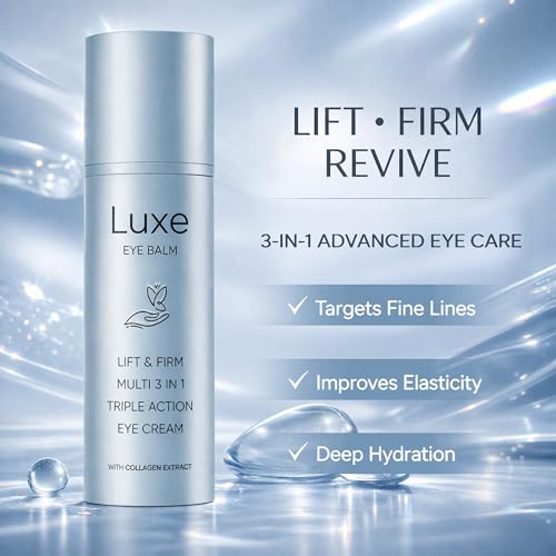 AMOQUCT Luxe Eye Balm, Eye Balm Stick, 3-in-1 Hydrating & Smoothing Eye Cream with Collagen, Lightweight Formula for Daily Eye Care, Portable Design