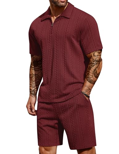 COOFANDY Fashion Men's Tracksuits 2 Piece Casual Athletic Jogging Outfits Short Sleeve Track Suits for Men Set