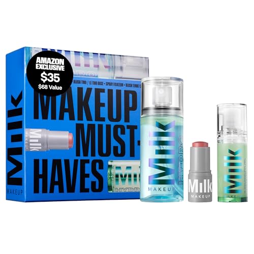 Milk Makeup Mini Must-Haves Set – Includes 12HR Hydrating Face Primer (.33oz) + 12HR Setting Spray for Gripping Makeup (1.69oz) and Multi-Use Cream Blush Stick + Lip Color in Werk (Dusty Rose, 0.10oz)