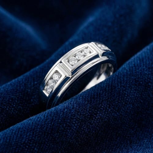 P3 POMPEII3 Pompeii 1/4Ct TW Round Diamond Men's Nine Stone Wedding Ring High Polished Band 10k Gold - Size 12