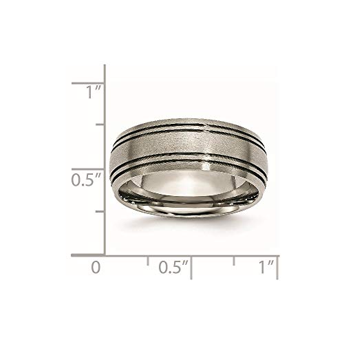 Sonia Jewels Real Titanium Grooved 8mm Men's Wedding Brushed Matte Finish Band Ring Size 10.5