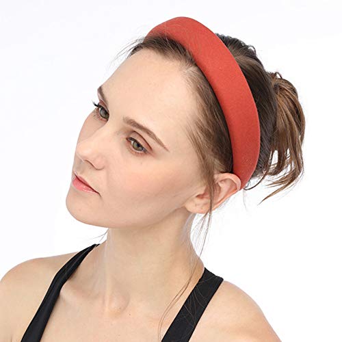 FXQHAN Padded Headbands Velvet Headband Puffy Sponge Thick Headbands Vintage Wide Headband for Women (Blue)