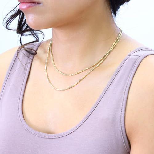 Nuragold 14K Real Yellow Gold Round Box 2mm Venetian Link Chain Necklace - 20"