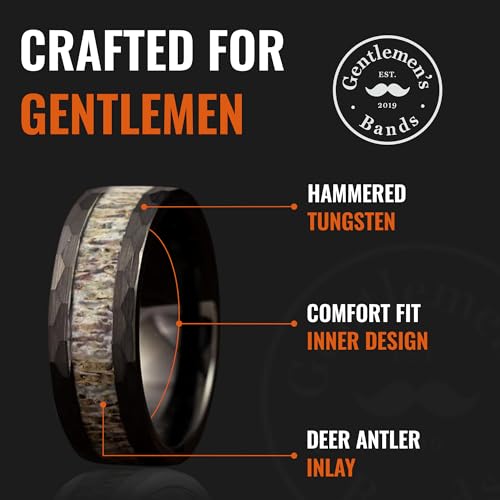 Gentlemen's Bands Black Tungsten Wedding Band for Men, 8mm, Size 10