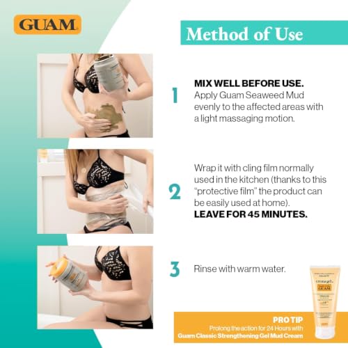 GUAM Body Wrap Dren Plus - De-puffing Seaweed Body Wraps for Heavy Legs - Skin Tightening Wrap & Body Mud Wrap for Fluid Retention (1.1 lb)