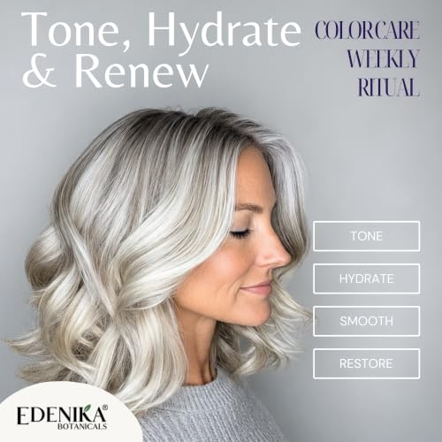 EDENIKA BOTANICALS Rosemary Purple Hair Mask Deep Conditioner with Biotin & Keratin, Reduces Brassiness & Yellow Tones for Blonde, Gray & Silver Hair, Hydrates & Helps Strengthen Hair, Sulfate-Free