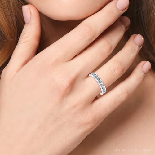 Pompeii 1ct Diamond Wedding Ring 14K White Gold - Size 8.5
