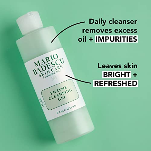 Mario Badescu Enzyme Cleansing Gel Face Wash, Oil-Free Facial Cleanser with Papaya Enzyme & Grapefruit Extract, Exfoliating Skin Care for All Skin Types, Removes Excess Oil & Impurities, 16 Fl Oz