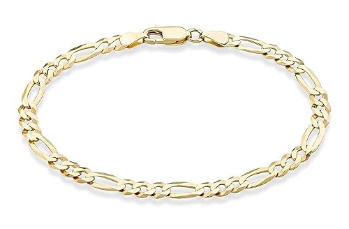 SHOP WGS 3.5MM 14K Solid Yellow Gold Figaro Bracelet for Women & Men