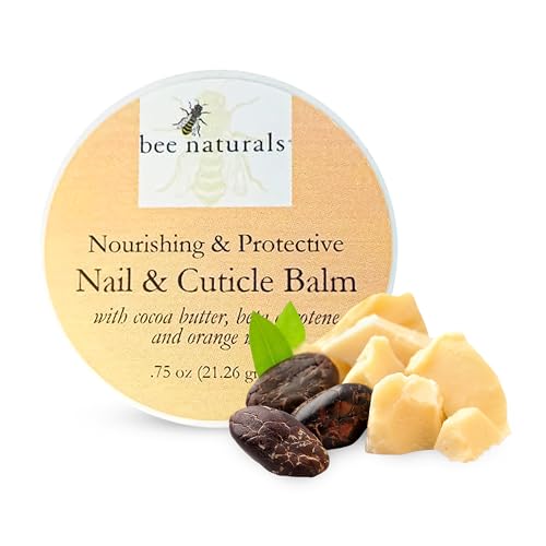Bee Naturals Nail & Cuticle Balm - Cocoa Butter & Beta Carotene Blend for Strong, Smooth Nails - luscious natural tangerine fragance Shea Butter & Beeswax Cruelty-Free Nail Care