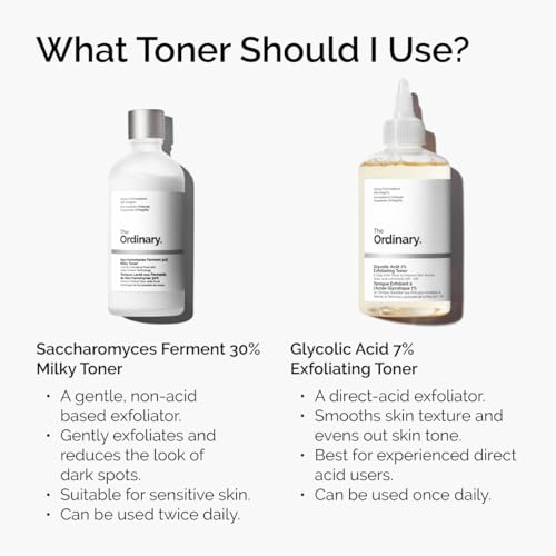 The Ordinary Glycolic Acid 7% Exfoliating Toner, Brightening and Smoothing Daily Toner for More Even-Looking Skin Tone, 8.1 Fl Oz