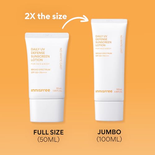 innisfree Daily UV Defense Sunscreen SPF 50+ PA++++, Korean Face & Body Sunscreen, Invisible Finish, Broad Spectrum, No White Cast, Lightweight, Hydrating, Available in Gift Sets & Jumbo
