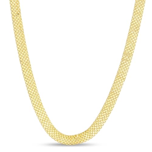 Floreo 14k Yellow Gold 7mm Bismark Chain Necklace 16 Inch