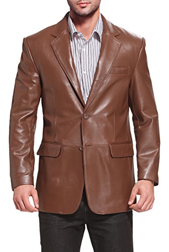 BGSD Men Richard Classic Lambskin Leather Blazer Sport Coat Jacket (Also available in Big and Tall and Short)