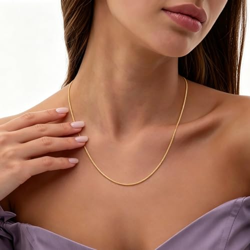 14K Gold Chain for Women Men 1.5/2.0/2.5mm Gold Snake Necklaces for Women