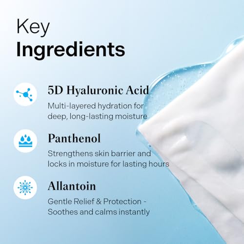 Torriden DIVE IN Hyaluronic Acid Facial Mask (10 sheets) | Deep Hydration Korean Face Sheet Mask | Panthenol & Allantoin | Korean Skincare Mask