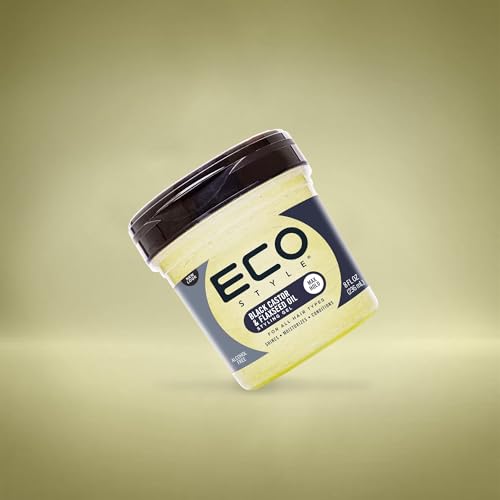 Eco Style Black Castor and Flaxseed Oil Styling Gel - Helps Nourish and Repair Damaged Hair - Promotes Healthy Scalp - Provides Superior and Weightless Hold - Delivers Long Lasting Shine - 8 oz