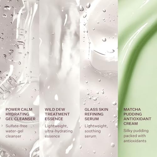Peach & Lily - Glass Skin Discovery Kit (4 Products) - 1 Cleanser, 1 Essence, 1 Serum & 1 Cream - Skin Care Set - Acne Routine - Travel Essentials - Self Care - Vegan & Cruelty Free - Korean Beauty