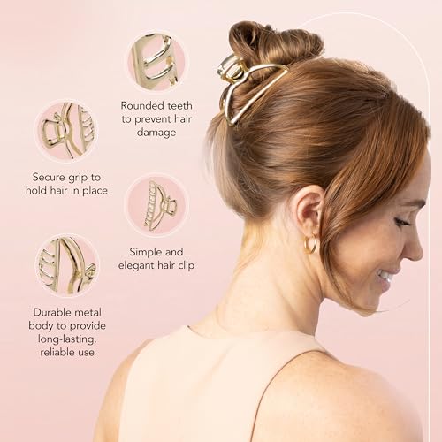 Kitsch Open Shape Metal Hair Clips for Women - Gold, 1 Pc